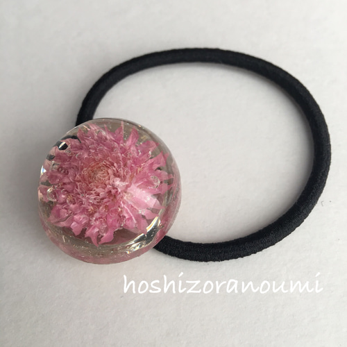 薔薇丸ごと&千日紅 レジンチャーム まるごと 千日紅 ピンク