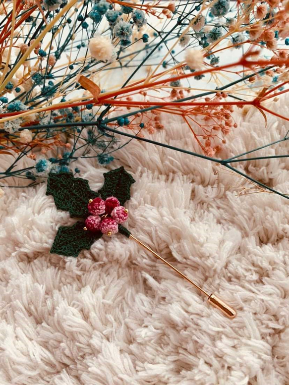 モチノキ花のブローチ 4枚目の画像