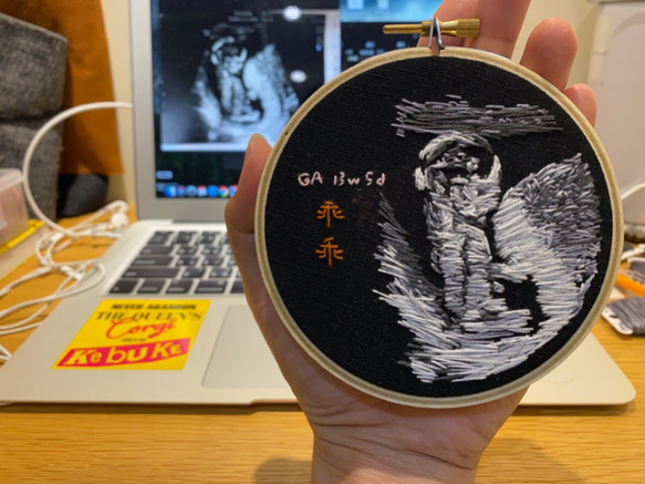 超音波照紀念刺繡 Ultrasound 超音波刺繡 新生兒禮盒 新生兒禮物 刺繡掛飾 刺繡框4" 晴好物手作刺繡 第6張的照片