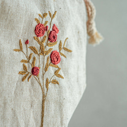 Rose tree 玫瑰花樹 手工刺繡便當束口袋 Handmade客製化 晴好物 第4張的照片