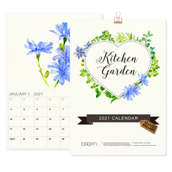 Kitchen Garden キッチンガーデン2021掛かる月間カレンダー手描き水彩コリアンダー工場 5枚目の画像