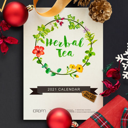 Herbal Tean 水彩手描き2021月間カレンダー壁掛けカレンダー植物愛好家のためのクリスマスギフト交換 1枚目の画像