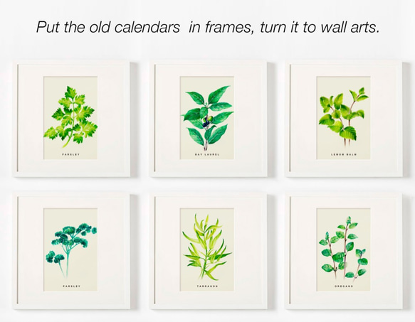 Kitchen Garden 水彩の手描きの月間カレンダー卓上カレンダー2021植物愛好家のためのクリスマスプレゼント 6枚目の画像