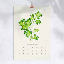 2022年の植物の壁掛けカレンダー・水彩画のシンプルな緑の植物のカレンダー cc04 7枚目の画像