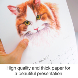 2022年の猫の壁掛けカレンダー・水彩画のシンプルなかわいい猫のカレンダー cc07 6枚目の画像
