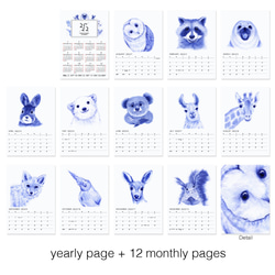 2022年の動物の赤ちゃんの壁掛けカレンダー・水彩画のシンプルの動物の赤ちゃんのカレンダー ff08 5枚目の画像