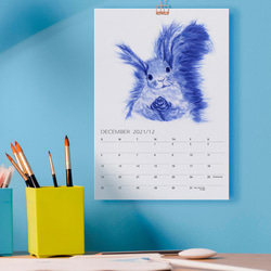 2022年の動物の赤ちゃんの壁掛けカレンダー・水彩画のシンプルの動物の赤ちゃんのカレンダー ff08 9枚目の画像