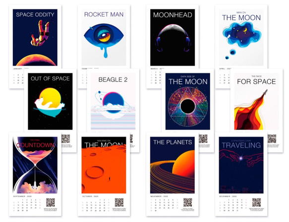 2020 行事历 登月特別紀念版 太空音樂磁帶年曆/桌曆 新年禮物 第5張的照片