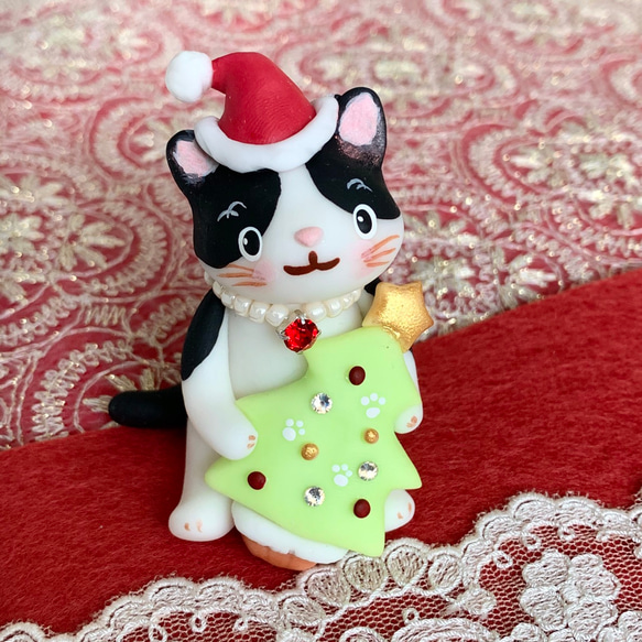 クリスマスツリーとにゃんこサンタ✨黒ハチワレ猫 B 』 その他