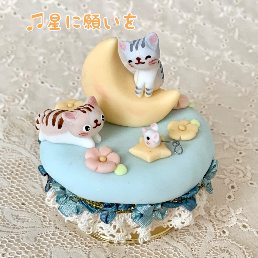 ボックスオルゴール 上がり 【猫とピアノ】 ジュエリーボックス