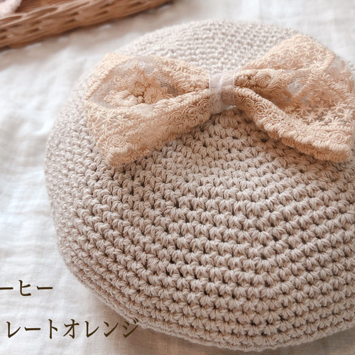 ハンドメイド　リボンベレー帽 ピンストライプリボン付きベレー帽 – ロリータファッション通販