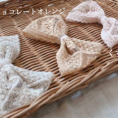 コットン100 ハンドメイド ベレー帽 手染めレースリボン ベビー キッズ