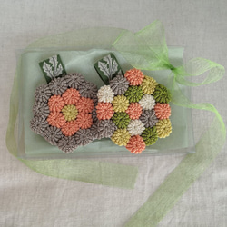 花サーモンピンク〇チロルなポコポコ編みコースター 10枚目の画像