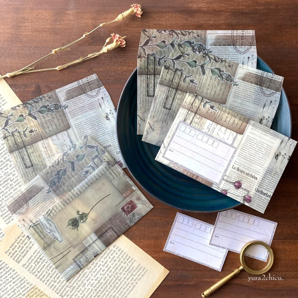 コラージュ トレーシングペーパー ミニ封筒 10枚 女の子が