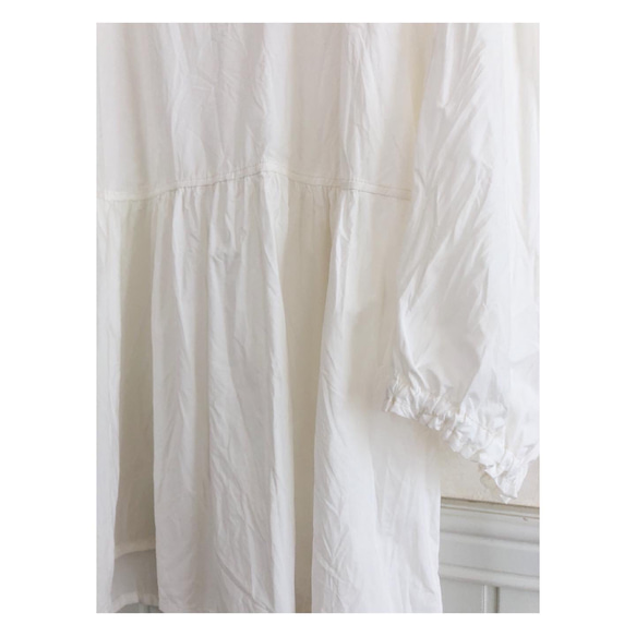 ■受注販売ふんわりかるい白cottonコットンタイプライターギャザードルマンブラウス■ 3枚目の画像