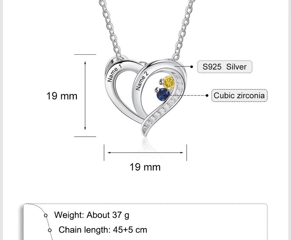 オーダーメイド 名入れ 誕生石 ハート ネックレス ジルコニア