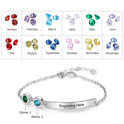 オーダーメイド 名入れ メッセージ 誕生石 ブレスレット ペア