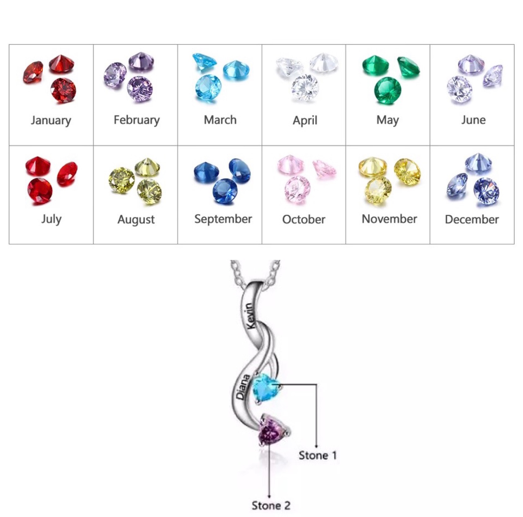 オーダーメイド 名入れ 誕生石 ハート ネックレス ジルコニア