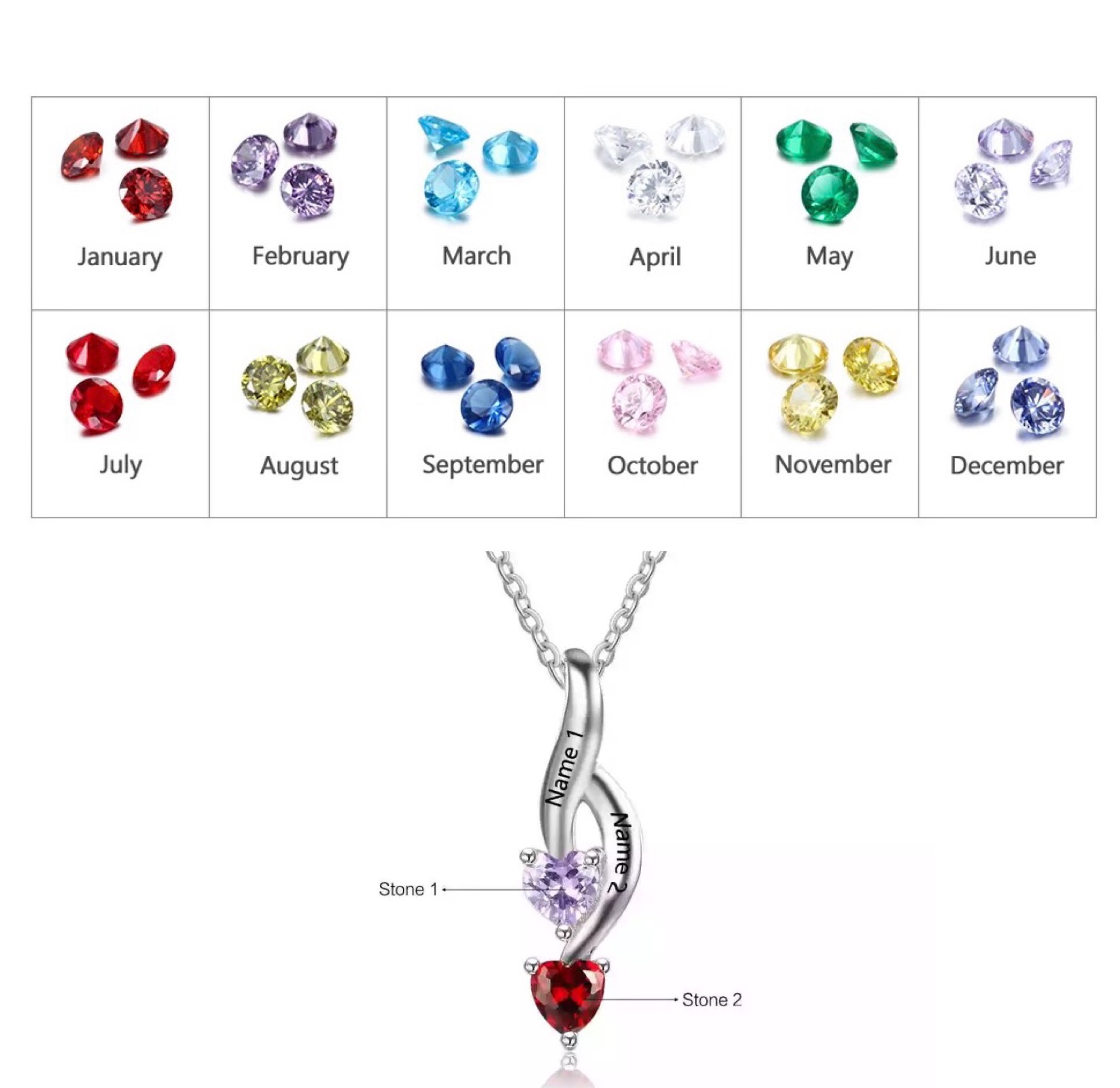 オーダーメイド 名入れ 誕生石 ネックレス ジルコニア ハート