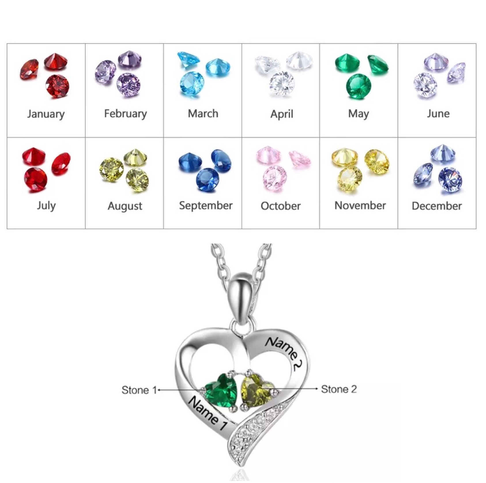 オーダーメイド 名入れ 誕生石 ネックレス ジルコニア ペア