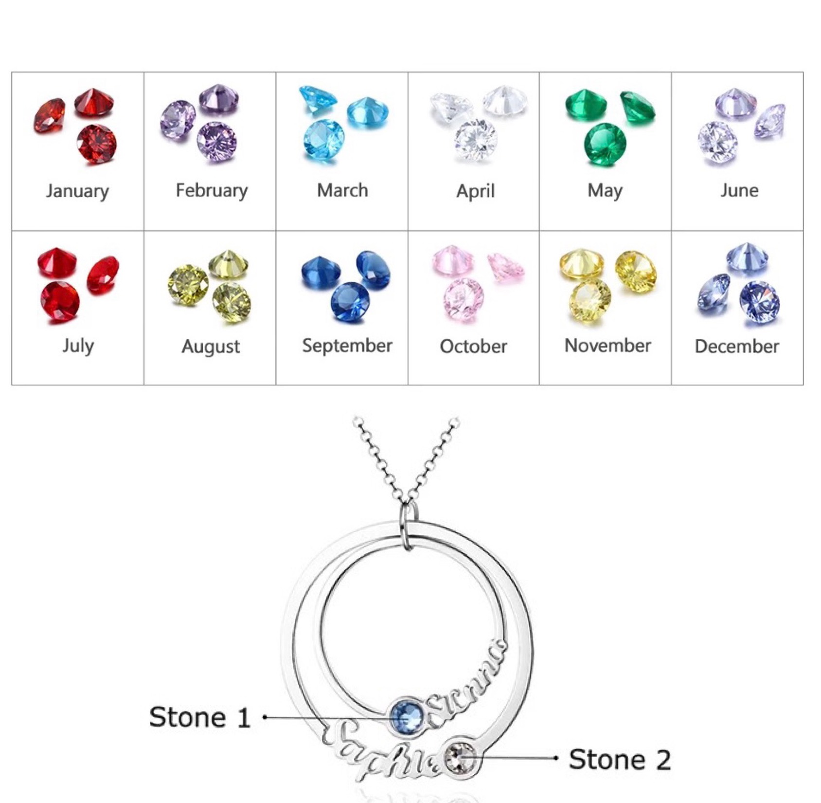 オーダーメイド 名入れ 誕生石 ネックレス サークル ジルコニア