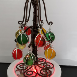 ビー玉のクリスマスツリー　ブラウン　LEDライト台付　〔マーブルアート〕 9枚目の画像