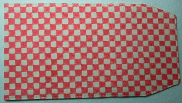 帆布製 市松柄（手書き：ピンク）ブックカバー（文庫本サイズ） 4枚目の画像