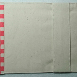 帆布製 市松柄（手書き：ピンク）ブックカバー（文庫本サイズ） 5枚目の画像