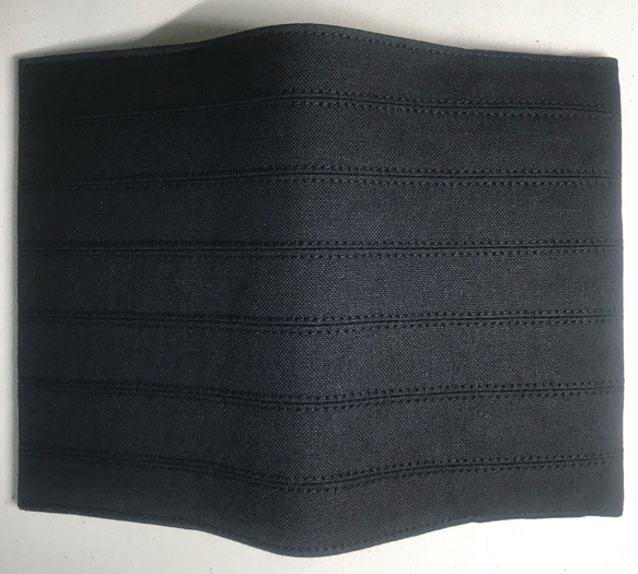 ブックカバー 帆布製 「ボーダー柄：ブラック×ブラック」 （文庫本サイズ） 2枚目の画像