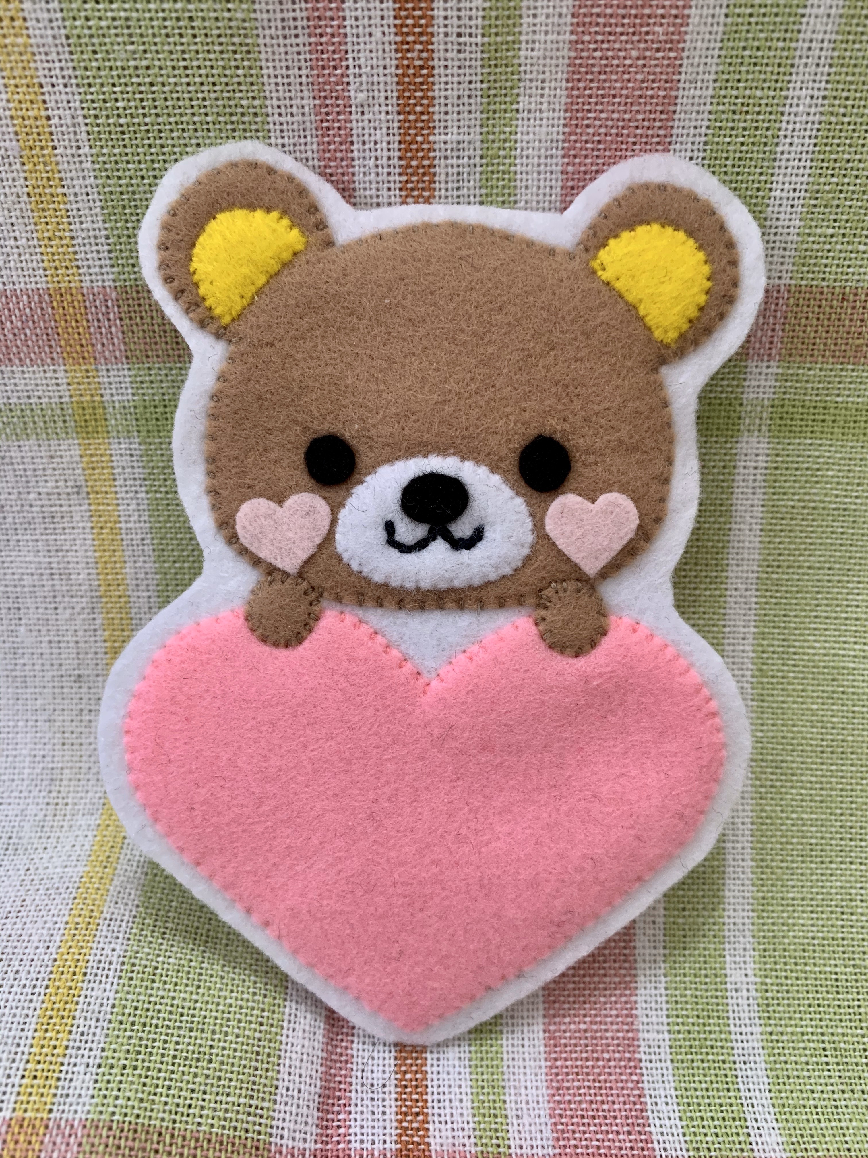 くまさんとうさぎ　フェルト名札　ワッペン