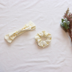 【2026年3月まで】特集掲載/満開のミモザロンパース/セットでヘアバンドもいかがですか？/ミモザ/フリル袖/出産祝い 7枚目の画像