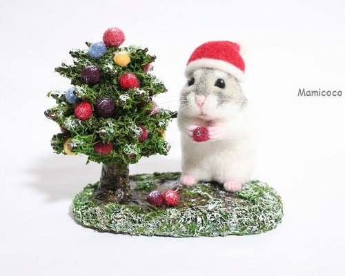 ハムスターのクリスマス飾り（ツリー） 羊毛フェルト Mamicoco 通販