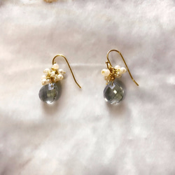 種子珍珠和捷克玻璃耳環“海藍寶石” 第2張的照片