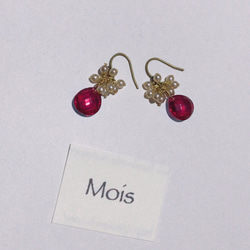 種子珍珠和捷克玻璃耳環“紅寶石” 第1張的照片
