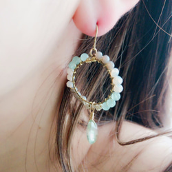 粉彩珠和淺綠色的玻璃捷克耳環“耳環” 第4張的照片