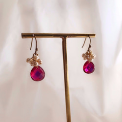 種子珍珠和捷克玻璃耳環“紅寶石” 第3張的照片