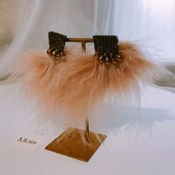 禮服羽毛耳環“淺褐色粉色” 第4張的照片