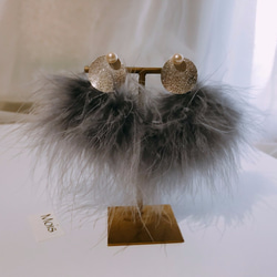 Dress Feather Earrings《Gray Purple》 4枚目の画像