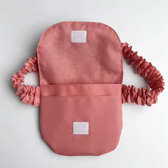 撥水ナイロン【ウエストゴム】花柄の移動ポケット（ピンク）女の子 3枚目の画像