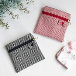 【ファスナー付き】大人かわいい　移動ポケット（黒チェック・ふたなし）サニタリー 15枚目の画像