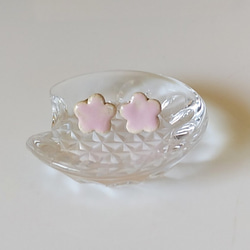 《送料無料》陶の小さなピアス【cuteなアイシングクッキー(ピンク)】 1枚目の画像