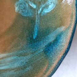 陶の中皿【オーロラの中に佇む白いフワフワの樹】 4枚目の画像