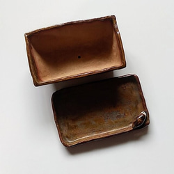 陶のほっこり植木鉢(直方体・大)【受皿にちょこんとスズメ】 2枚目の画像