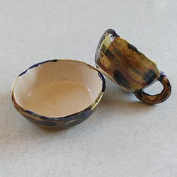 《2点セット》陶のマグカップ＆デザート小鉢【沖縄風】 3枚目の画像