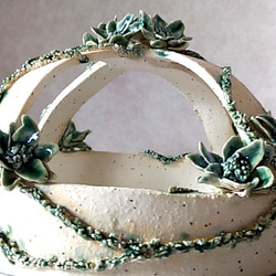 陶の王冠(クラウン)【エメラルドグリーンのボタニカル】 5枚目の画像