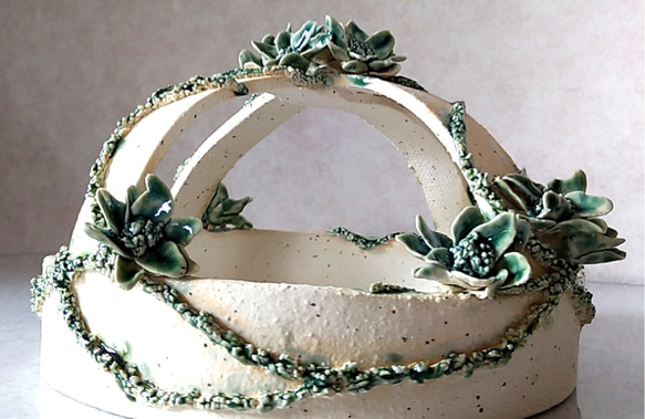 陶の王冠(クラウン)【エメラルドグリーンのボタニカル】 5枚目の画像
