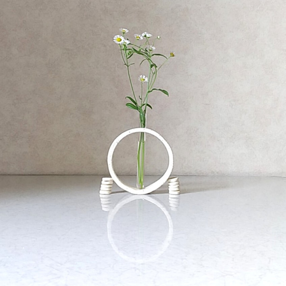 陶の一輪挿し(試験管1本＆ストッパー2つ付)【ほっこり癒しの輪っか