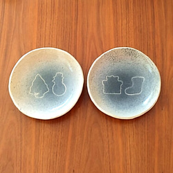 陶の深皿（スープ・カレー・パスタ皿)【ブルークリスマス】 1枚目の画像