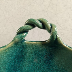 《sold out！》陶の取っ手付きボウル鉢【青色ガラス釉・エメラルドグリーン】 4枚目の画像
