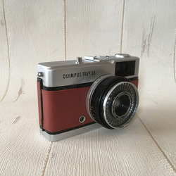 【完動品】レトロなフィルムカメラ　オリンパスTRIP35 カカオ色の本革【ただいまフィルム１本プレゼント！】 4枚目の画像